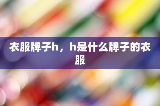 衣服牌子h，h是什么牌子的衣服