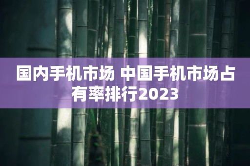 国内手机市场 中国手机市场占有率排行2023