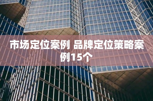 市场定位案例 品牌定位策略案例15个