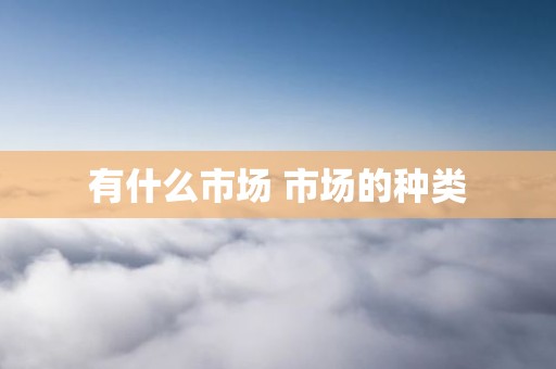 有什么市场 市场的种类