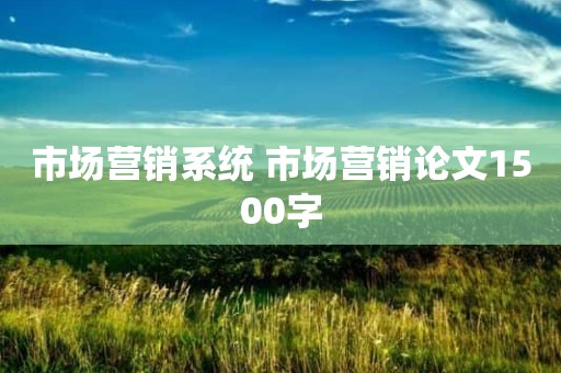 市场营销系统 市场营销论文1500字