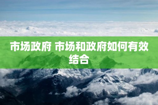 市场政府 市场和政府如何有效结合