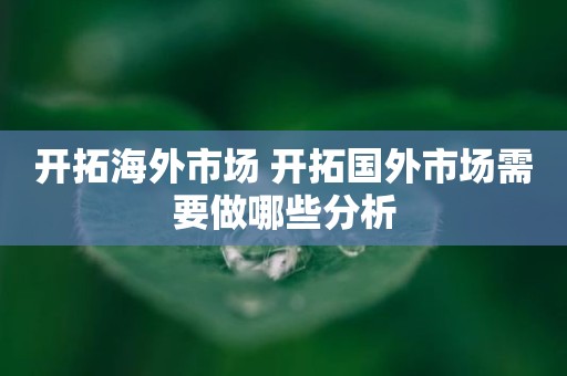 开拓海外市场 开拓国外市场需要做哪些分析