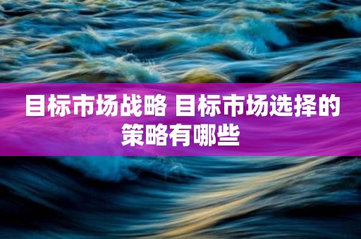 目标市场战略 目标市场选择的策略有哪些