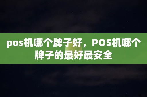 pos机哪个牌子好，POS机哪个牌子的最好最安全