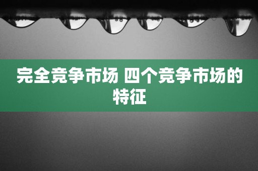 完全竞争市场 四个竞争市场的特征