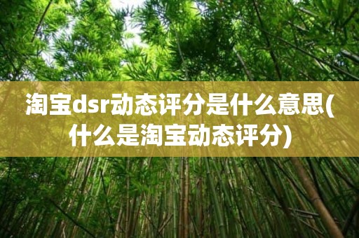 淘宝dsr动态评分是什么意思(什么是淘宝动态评分)